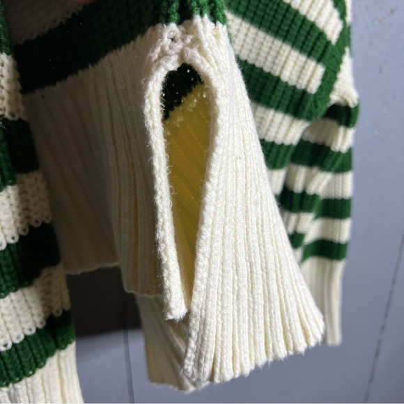 Madewell Sweater Womens M Cream Ribbed Green Striped Wide Turtleneck size XS - Picture 6 of 12